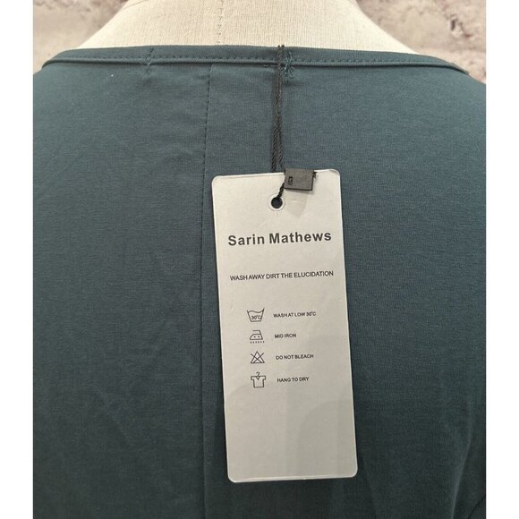 Sarin Mathews Womens Green Stretch Knit A-line Skater Dress 3/4 Sleeve - Size S - Picture 5 of 5